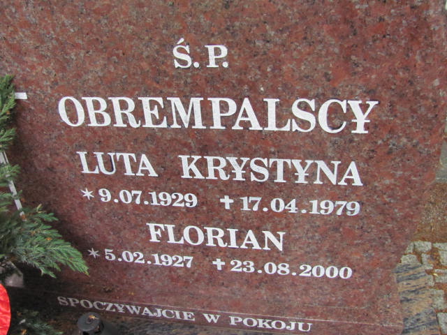 Florian Obrempalski 1927 Lubin - Grobonet - Wyszukiwarka osób pochowanych
