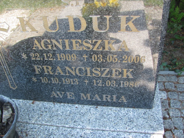 Agnieszka Kuduk 1909 Lubin - Grobonet - Wyszukiwarka osób pochowanych