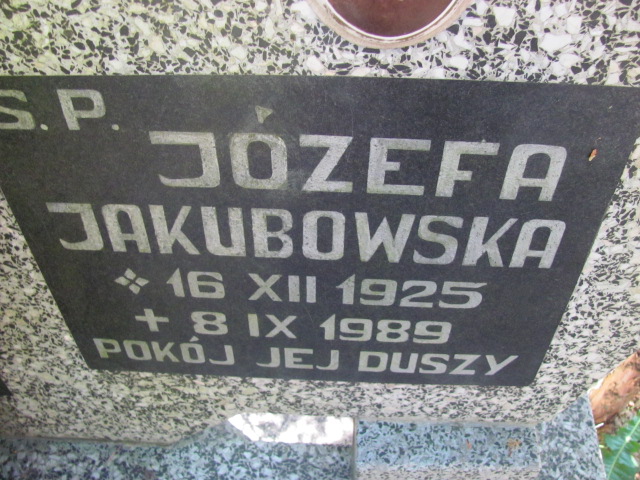 Józefa Jakubowska 1925 Lubin - Grobonet - Wyszukiwarka osób pochowanych