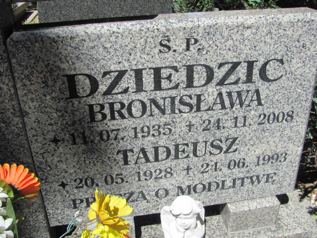 Bronisława Dziedzic 1935 Lubin - Grobonet - Wyszukiwarka osób pochowanych