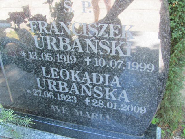 Franciszek Urbański 1919 Lubin - Grobonet - Wyszukiwarka osób pochowanych