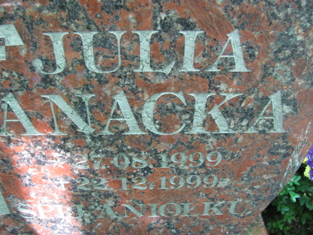 Julia Anacka 1999 Lubin - Grobonet - Wyszukiwarka osób pochowanych