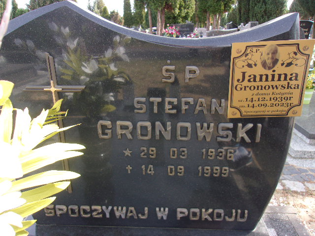 Stefan Zenon Gronowski 1936 Lubin - Grobonet - Wyszukiwarka osób pochowanych