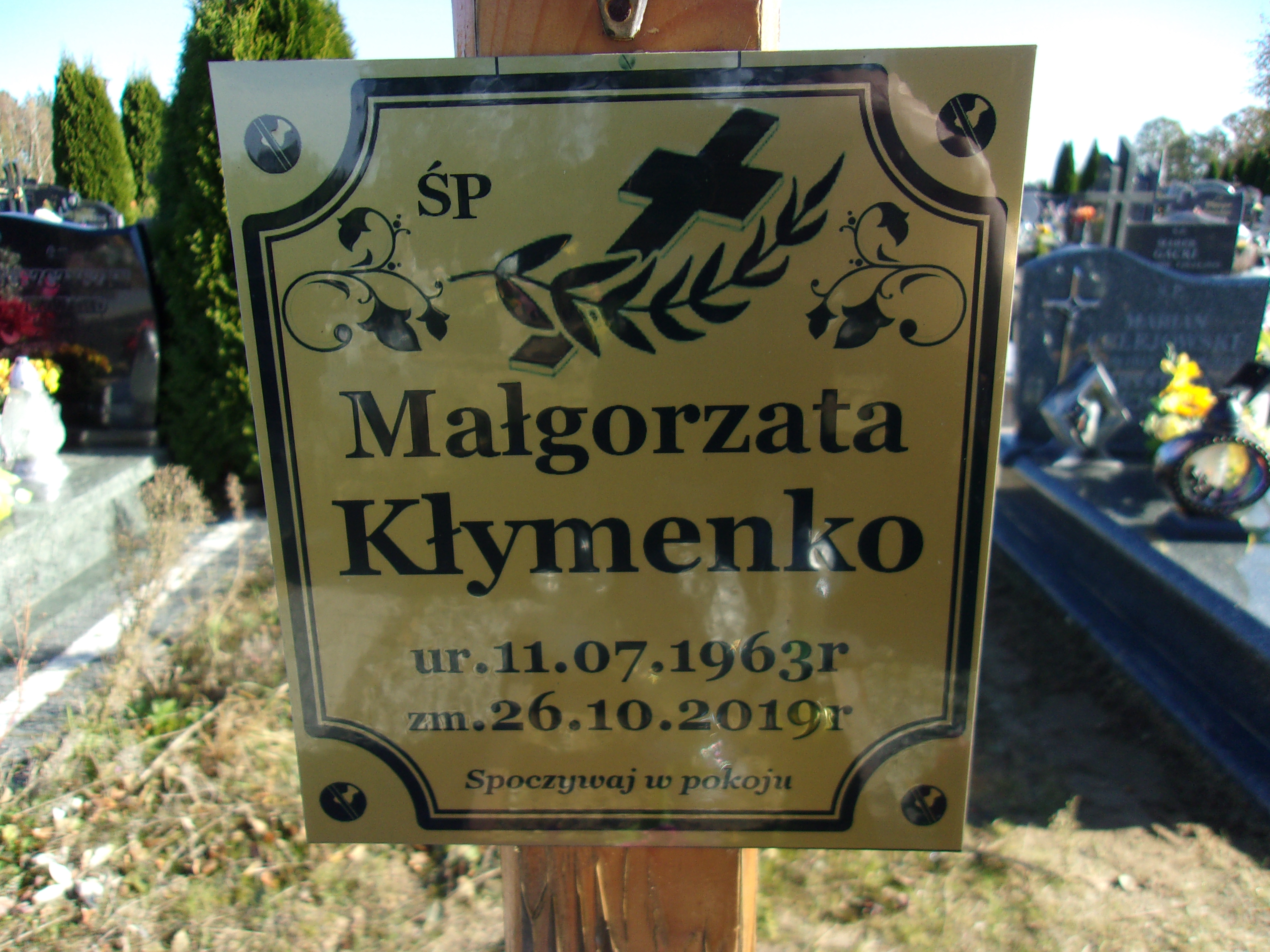 Małgorzata Kłymenko 1963 Lubin - Grobonet - Wyszukiwarka osób pochowanych